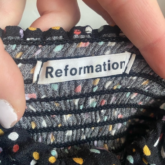 REFORMATION | Women’s Pinto Square Neck Ruched Back 3/4 Sleeve Blouse - Picture 4 of 8